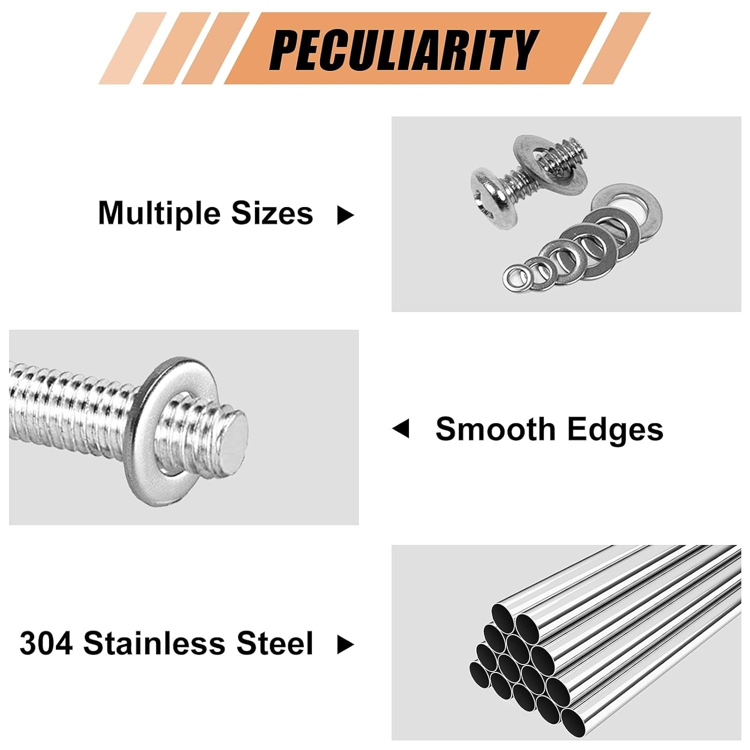 new 900 Pcs Stainless Steel Flat Washers for Screws, 304 9 Sizes 900 07FC0E-D4 - KOEEK