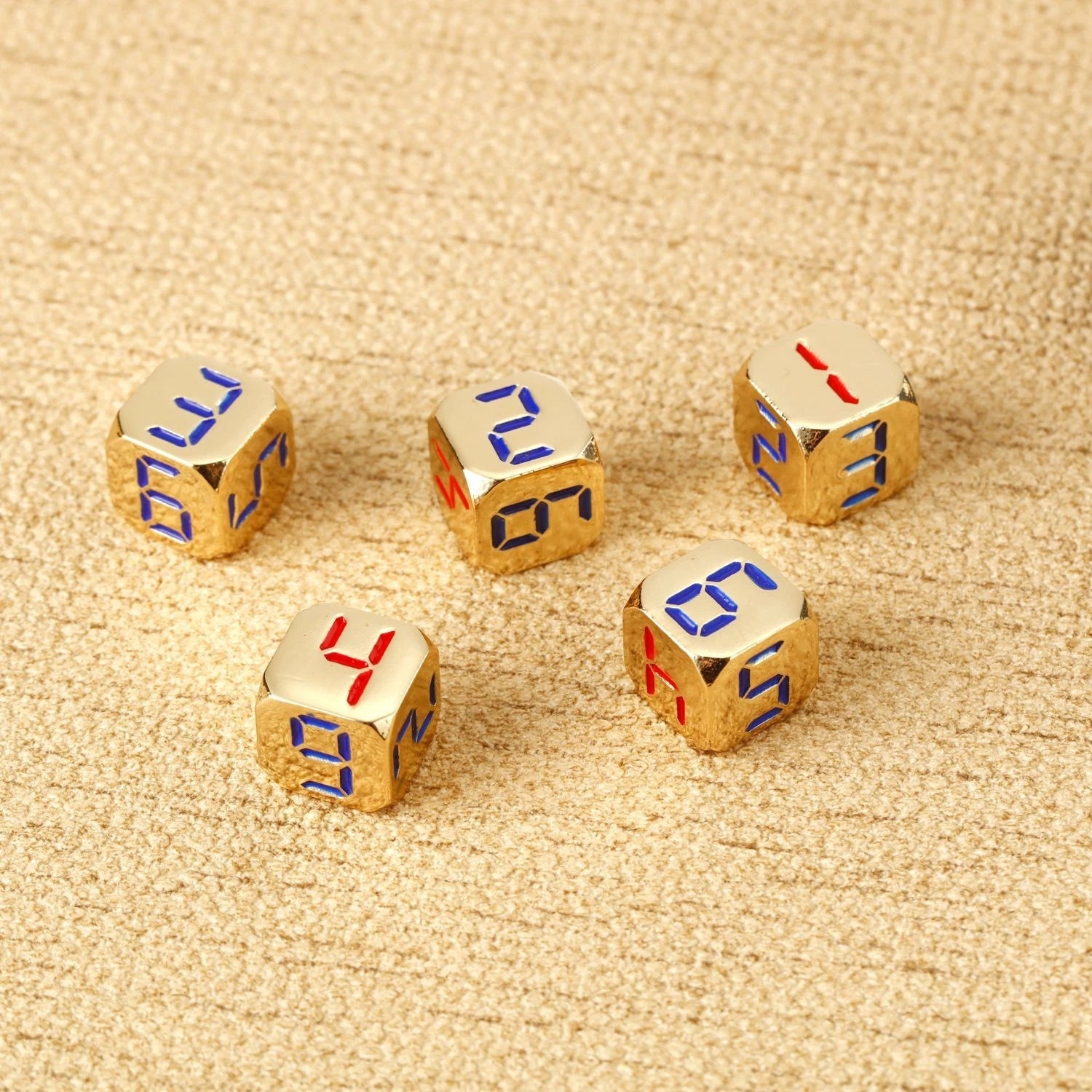 Creative Dice Game Mahjong Tabletop Metal Number Dice 5 Pieces 07FC0E-D4 - KOEEK
