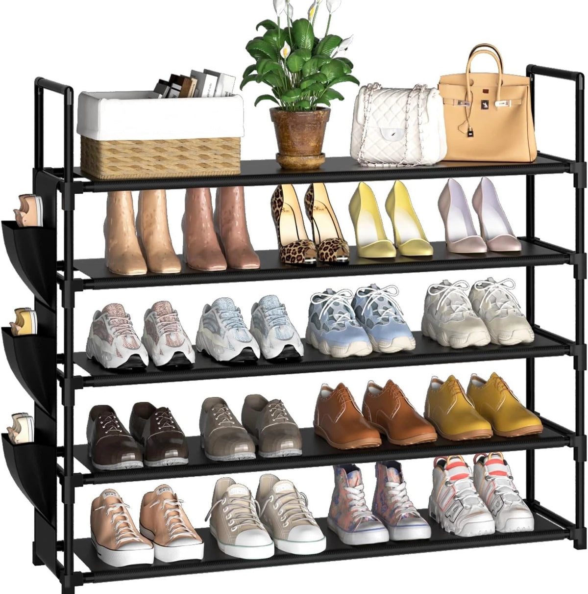 Shoe Rack 5 Tier Shoe Organizer Storage 20-25 Pairs Shoes Rack for Closet Shoes 07FC0E-D4 - KOEEK