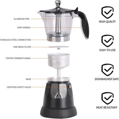 Coffee Maker, 6 Cup Electric Espresso Machine, Home Travel Coffee Gifts 07FC0E-D4 - KOEEK