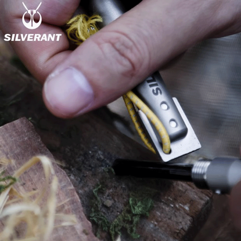 EDC Titanium Whistle Waterproof Flint Outdoor Camping survival Tool Keychain 07FC0E-D4 - KOEEK