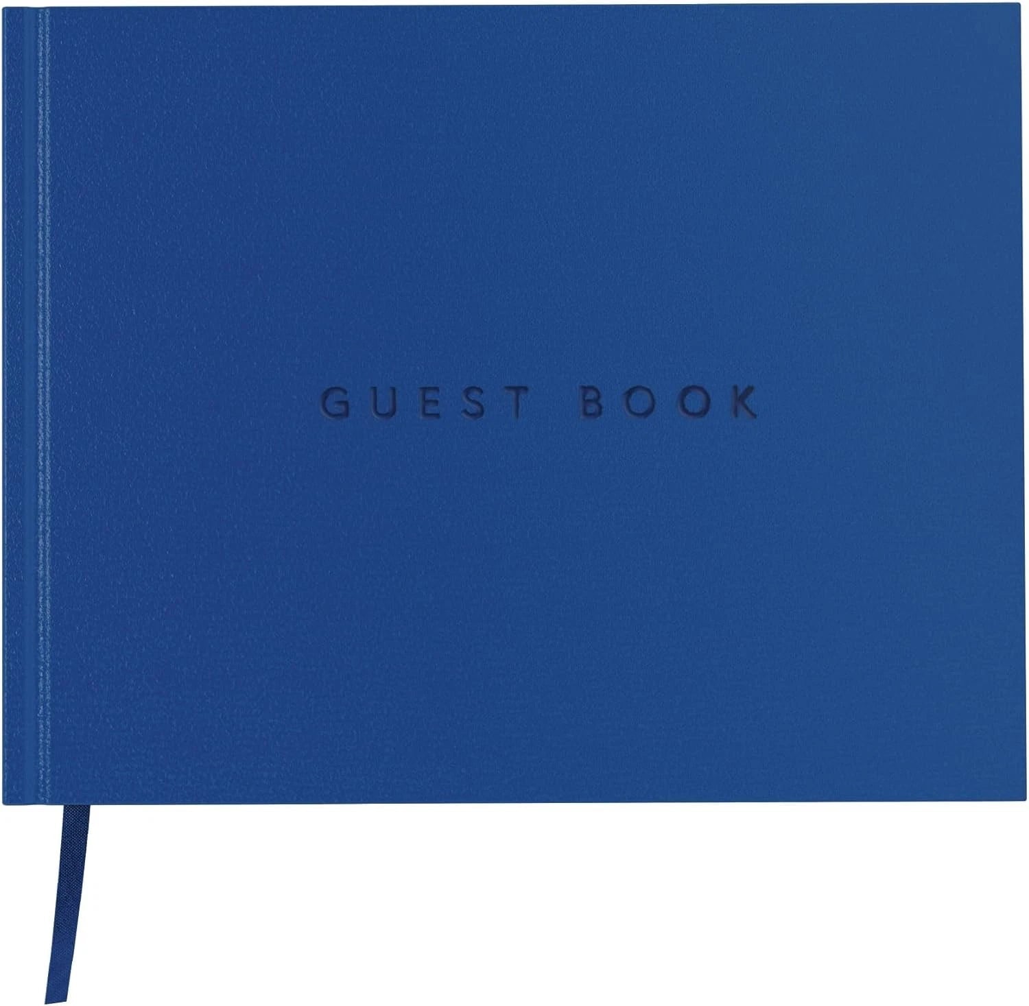 Classic black guest book, leather cover, 112 pages, 9 x 7 inches - Blue 07FC0E-D4 - KOEEK