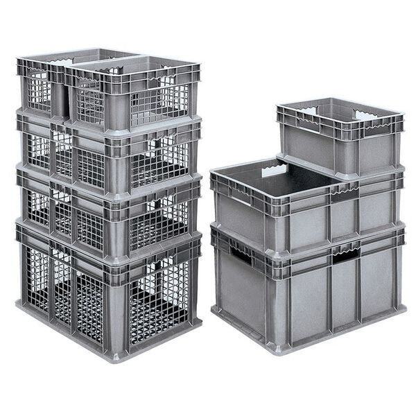 new Akro-Mils 37616Grey 26.6 Gal Straight Wall Container, 23 In L, 15 In W, KOEEK - KOEEK