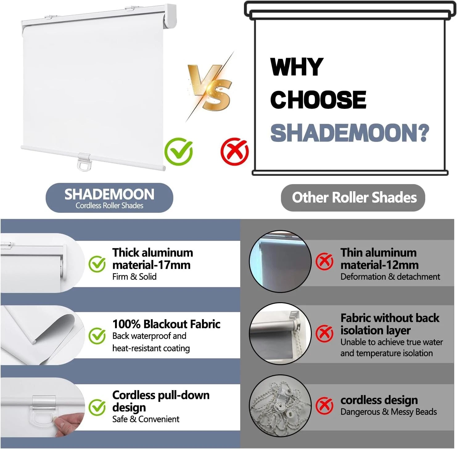 Wireless blackout roller blinds, cord spring system indoor blinds 07FC0E-D4 - KOEEK