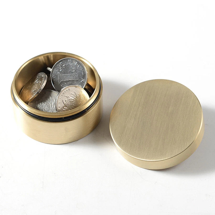 Large Brass Survival Kit Multi Tools Waterproof Key Storage Container Pill Box 07FC0E-D4 - KOEEK
