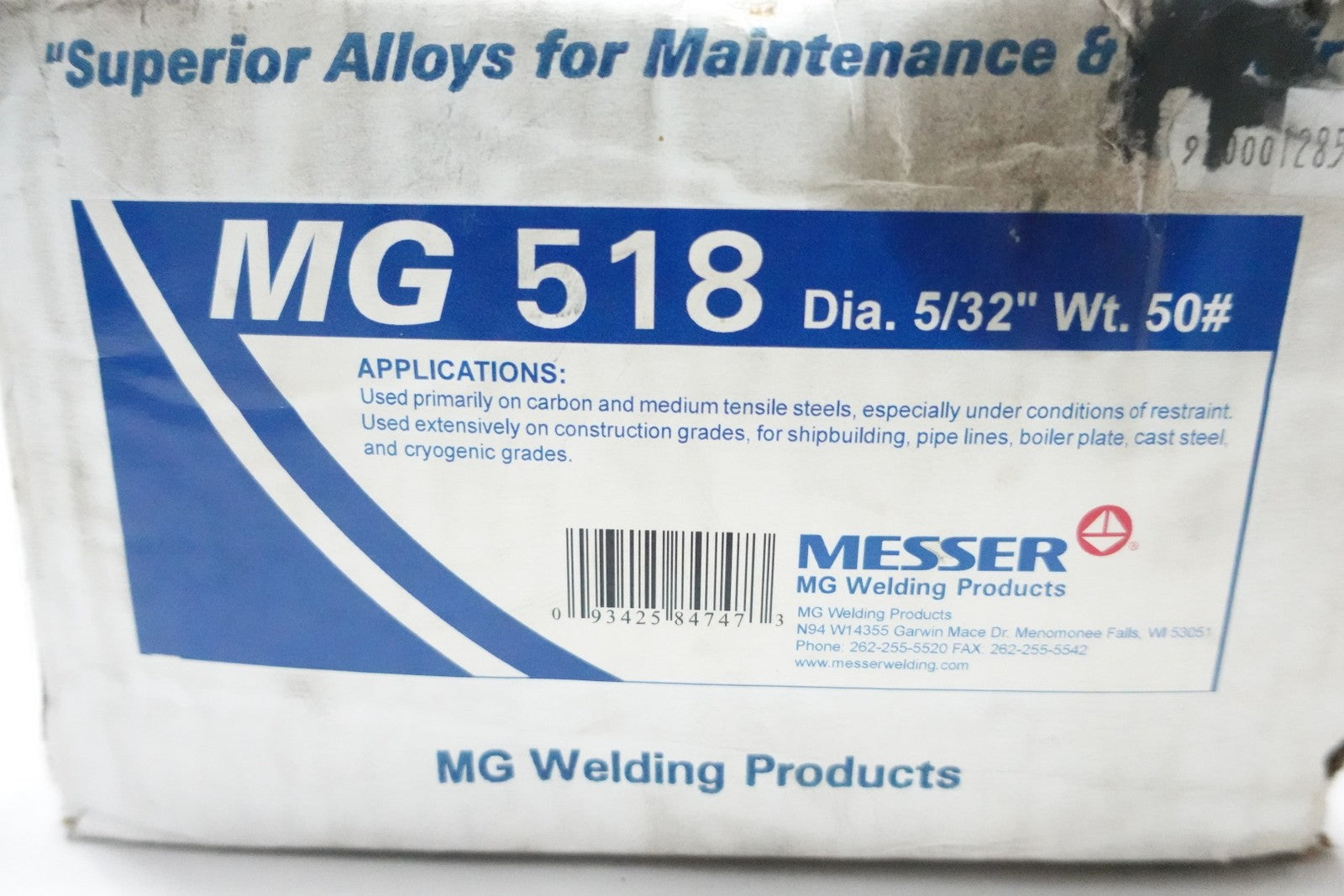 new Messer MG518 Electrode 5/32in 14in 50lb MESSER - KOEEK