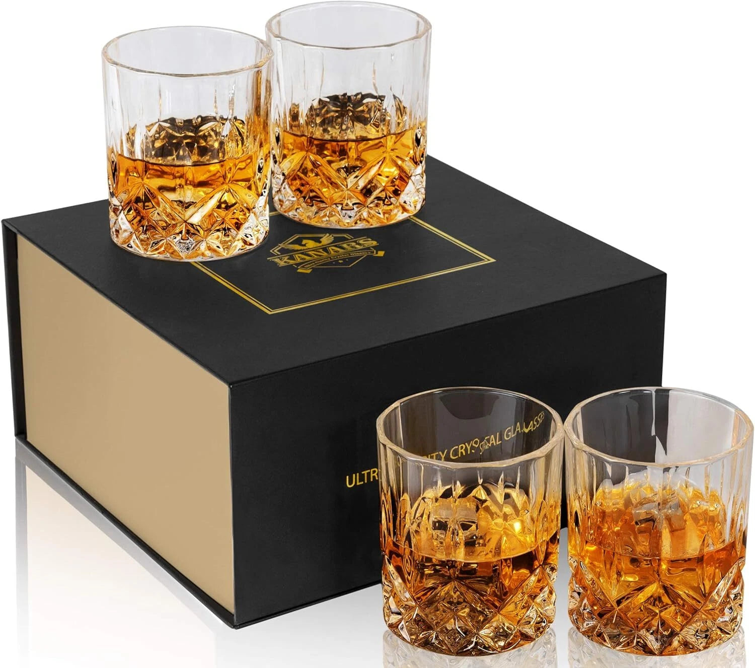 10 oz Ice Glasses for Scotch, Spirits and Cocktails - Set of 4 07FC0E-D4 - KOEEK