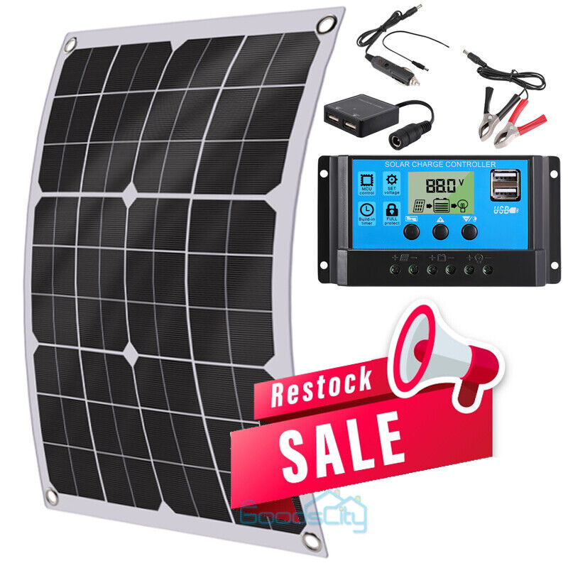 ny 100W Watt fleksibelt solcellepanel 12V Mono Home RV Rooftop Camping Off-Grid Power