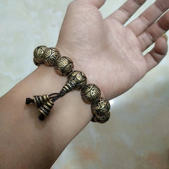 21mm Brass Vintage Fu Character Bracelet Men’s Hand Bead 07FC0E-D4 - KOEEK