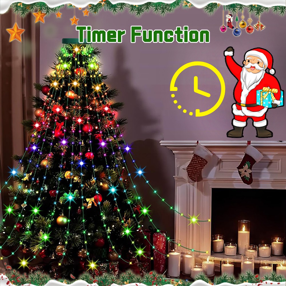 400LED Christmas Tree Waterfall Lights Fairy String Outdoor Waterproof Decor RGB 07FC0E-D4 - KOEEK