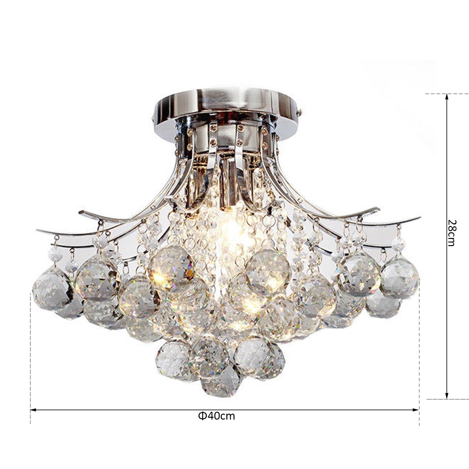 HOMCOM Modern K9 Crystal Chandelier Ceiling Lighting Pendant Lamp with 3 Light HOMCOM - KOEEK