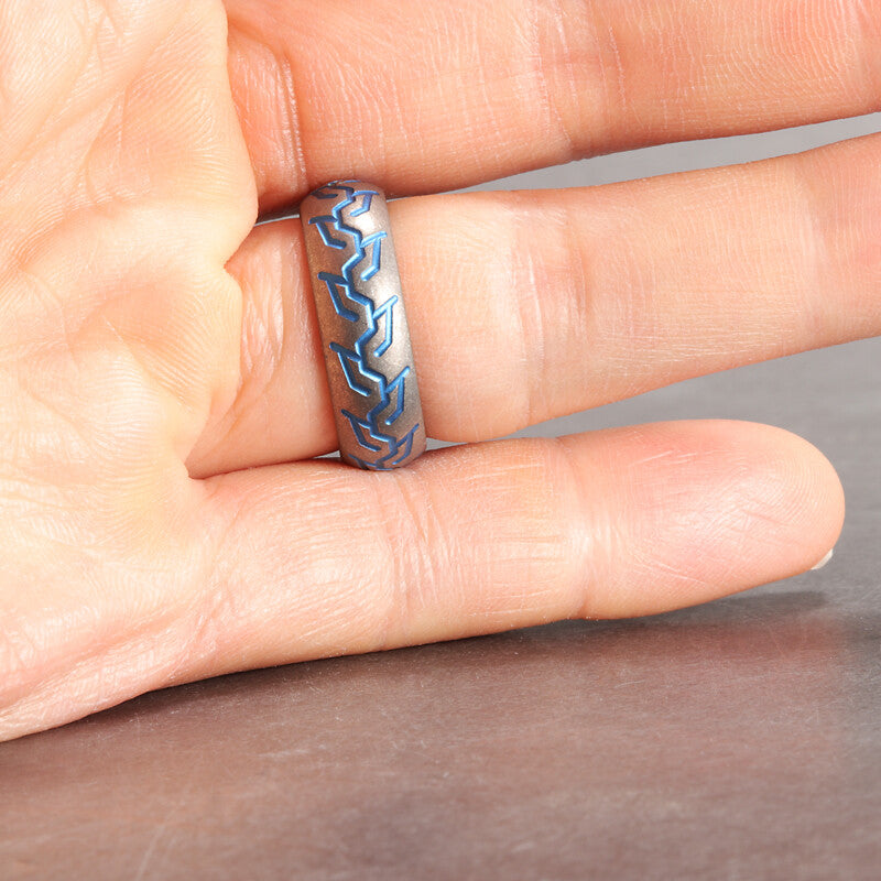 TC4 Titanium Alloy Tire pattern Finger Ring Necklace Pendant bead Decorative EDC 07FC0E-D4 - KOEEK