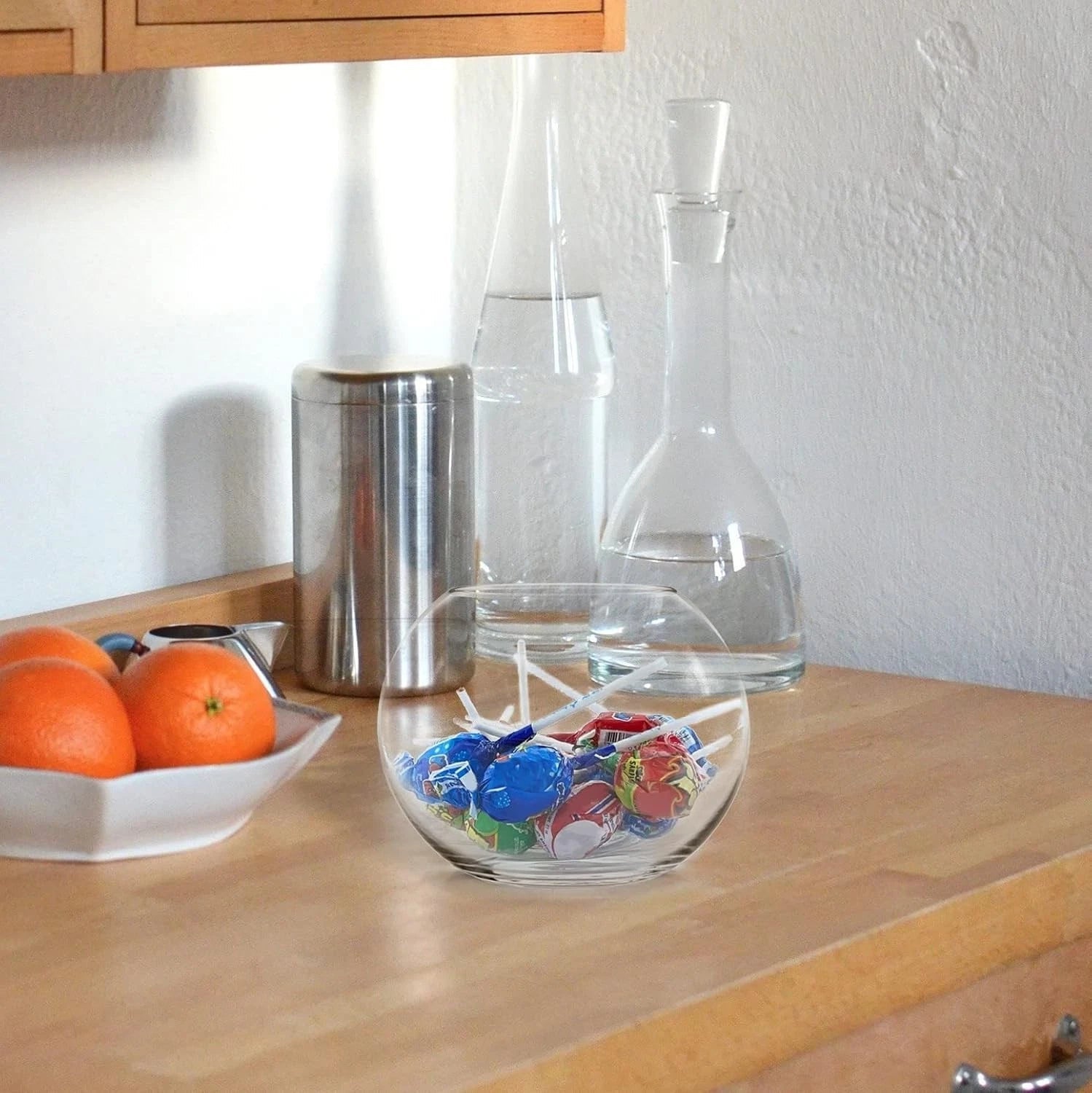 Glass Bubble Vase (H-4.5" W-5.5", Approx. 1/4 Gal.) Small Fish Bowl 07FC0E-D4 - KOEEK