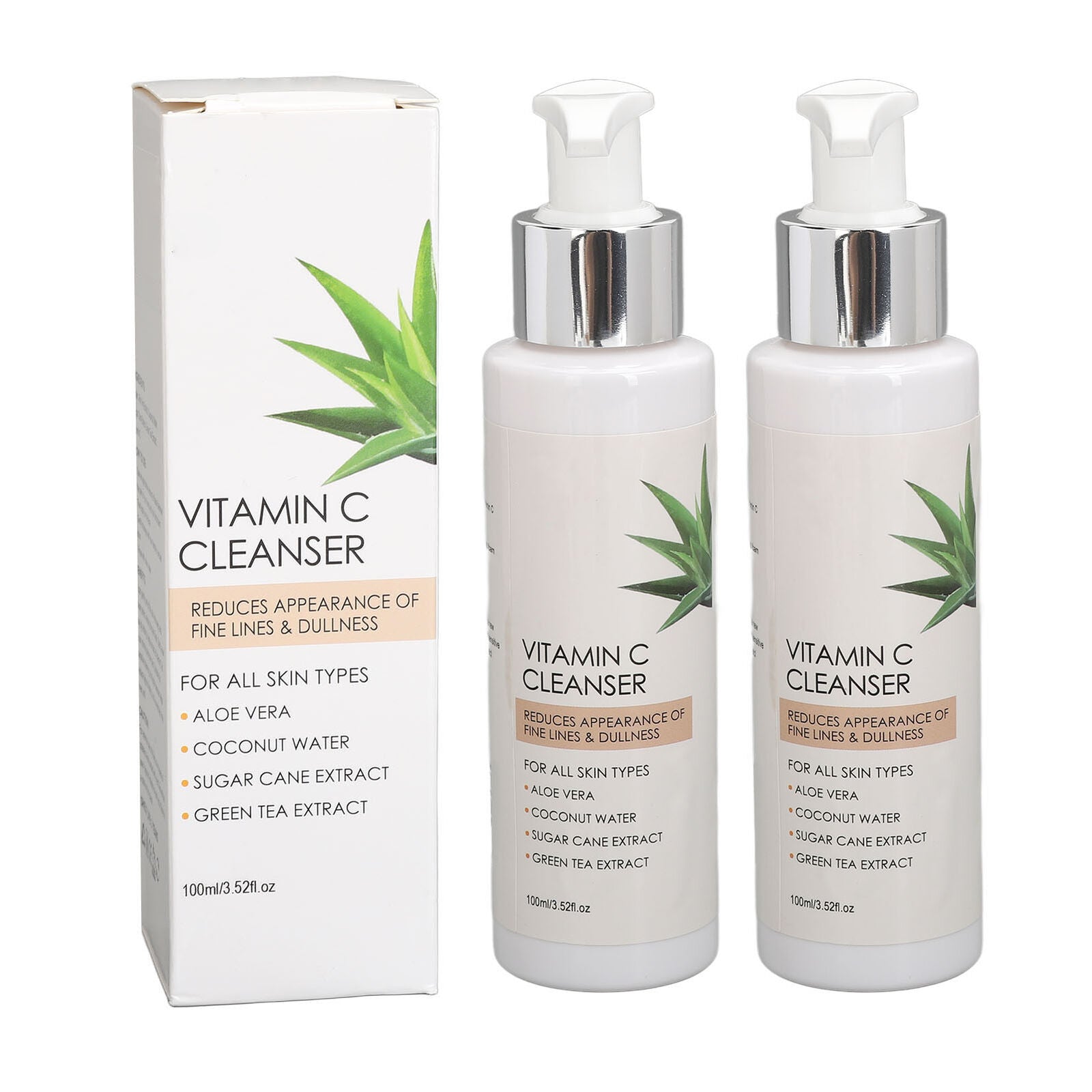 new 2pcs 100ml Vitamin C Facial Cleanser Deep Cleansing Brightening Face Wash koeek - KOEEK