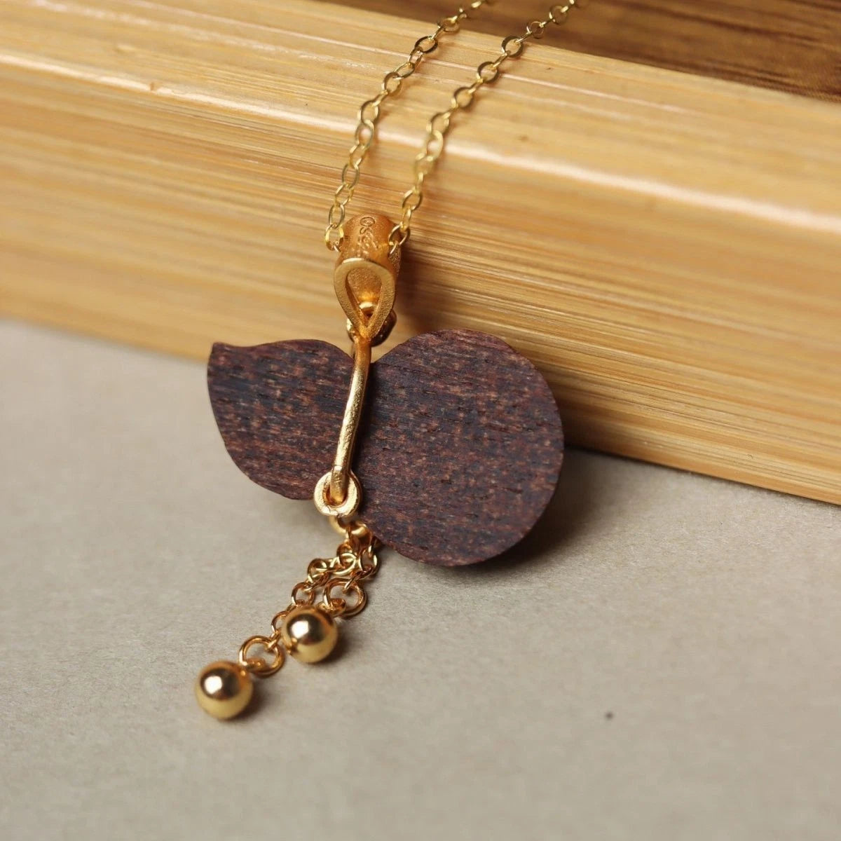 Chinese Style Wooden Gourd Pendant Necklace Simple Fashion Women 07FC0E-D4 - KOEEK
