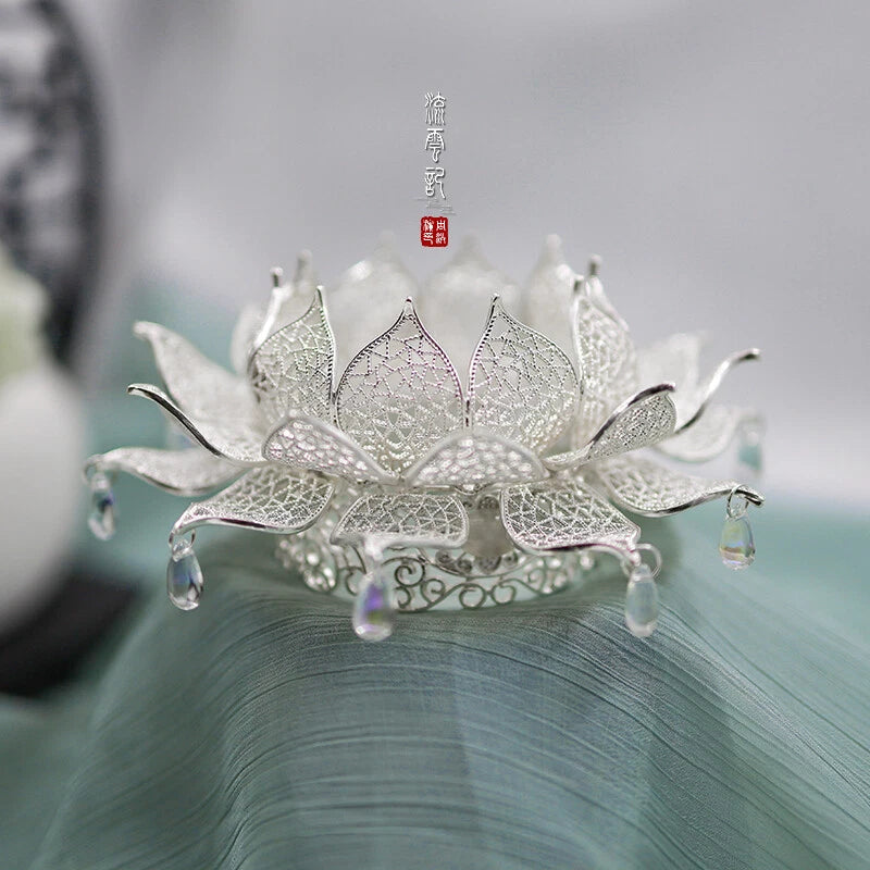 Chinese Style Lotus Flower Hair Clip Tassel Hairpin Step Shake Hanfu Headwear 07FC0E-D4 - KOEEK