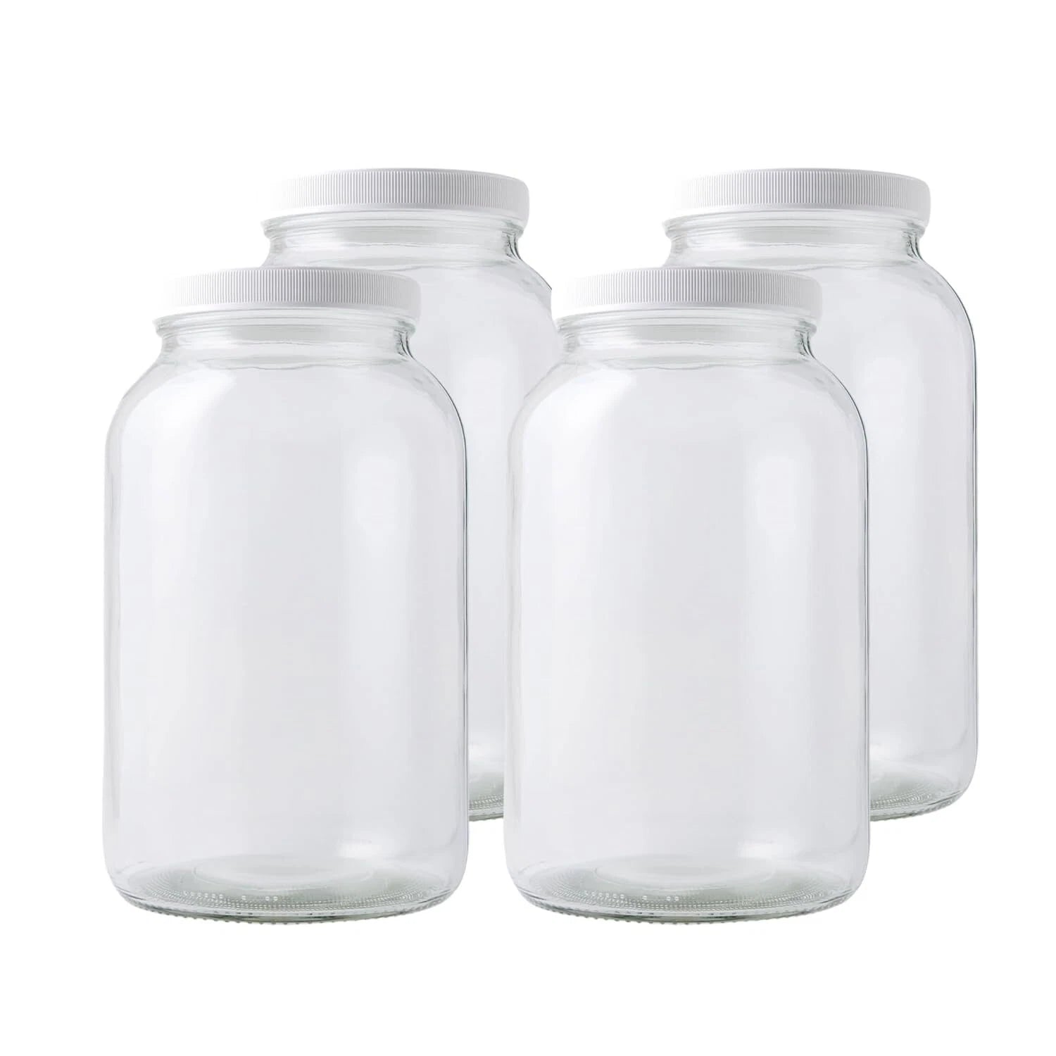 1 Gallon Wide Mouth Glass Bottles with Lids (Set of 4) 07FC0E-D4 - KOEEK