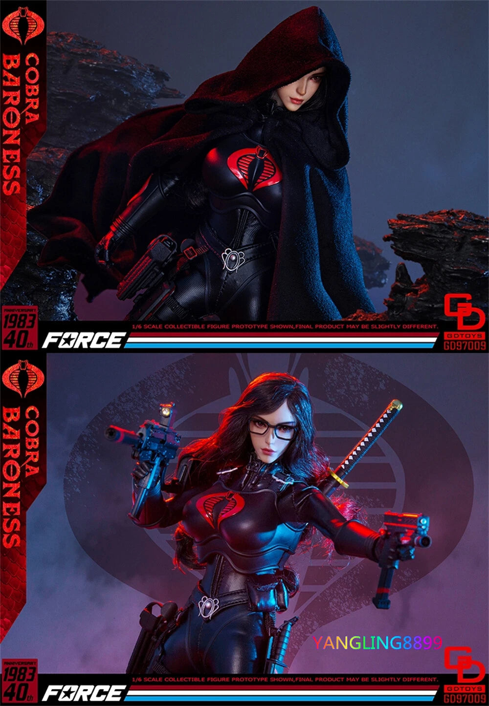 FLAGSET G.I. JOE 1/6 The Baroness Action Figure Mobile Eye Female Soldier Model FLAGSET - KOEEK