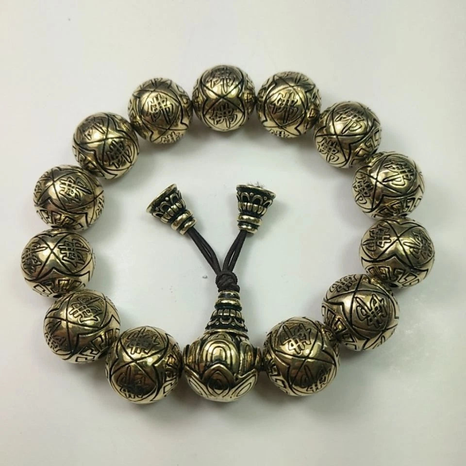 Brass Vintage Men’s Bead Bracelet Art Handcrafted Jewelry 07FC0E-D4 - KOEEK