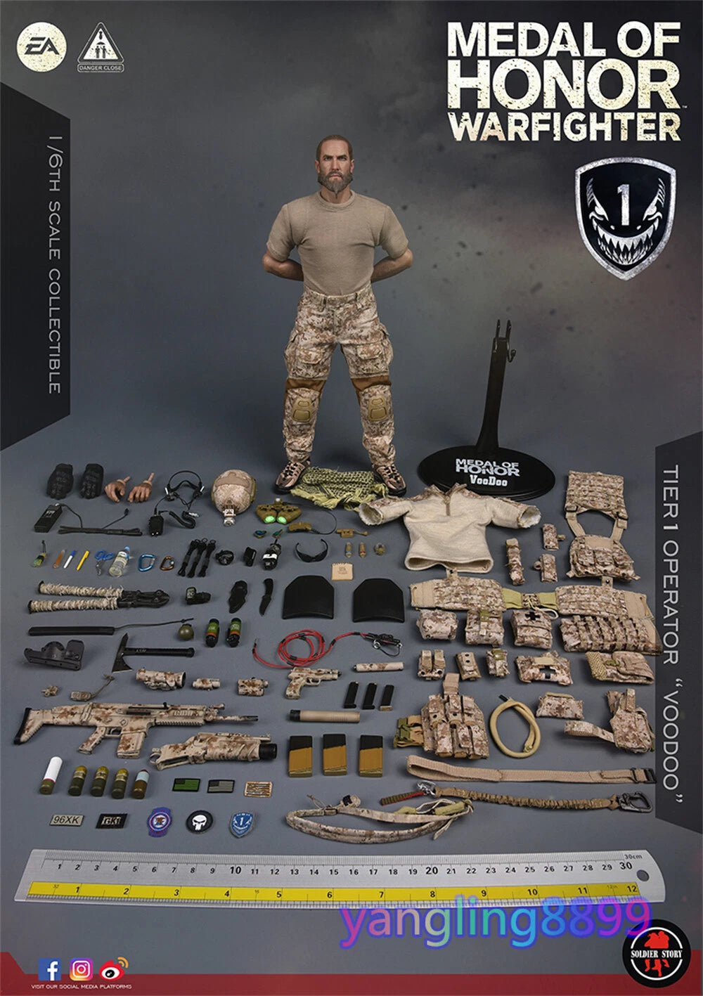 SoldierStory MEDAL OF HONOR WARFIGHTER TIER 1 OPERATOR "VOODOO" Action Figure BN 07FC0E-D4 - KOEEK