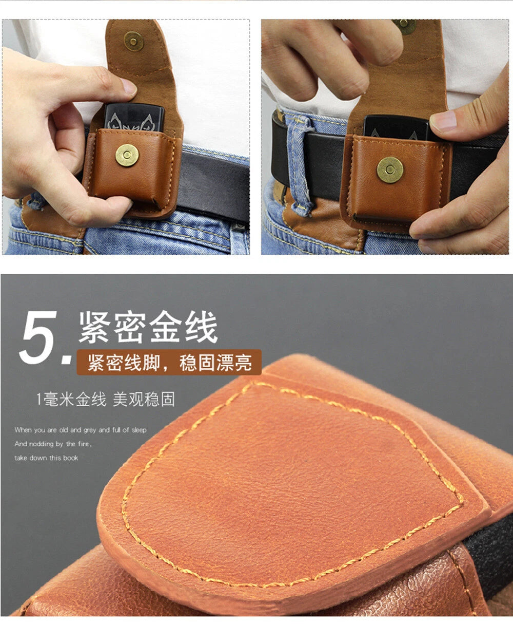 Leather Lighter Case Handmade Holster Belt Loop Clip Pouch Holder For Zippo 07FC0E-D4 - KOEEK