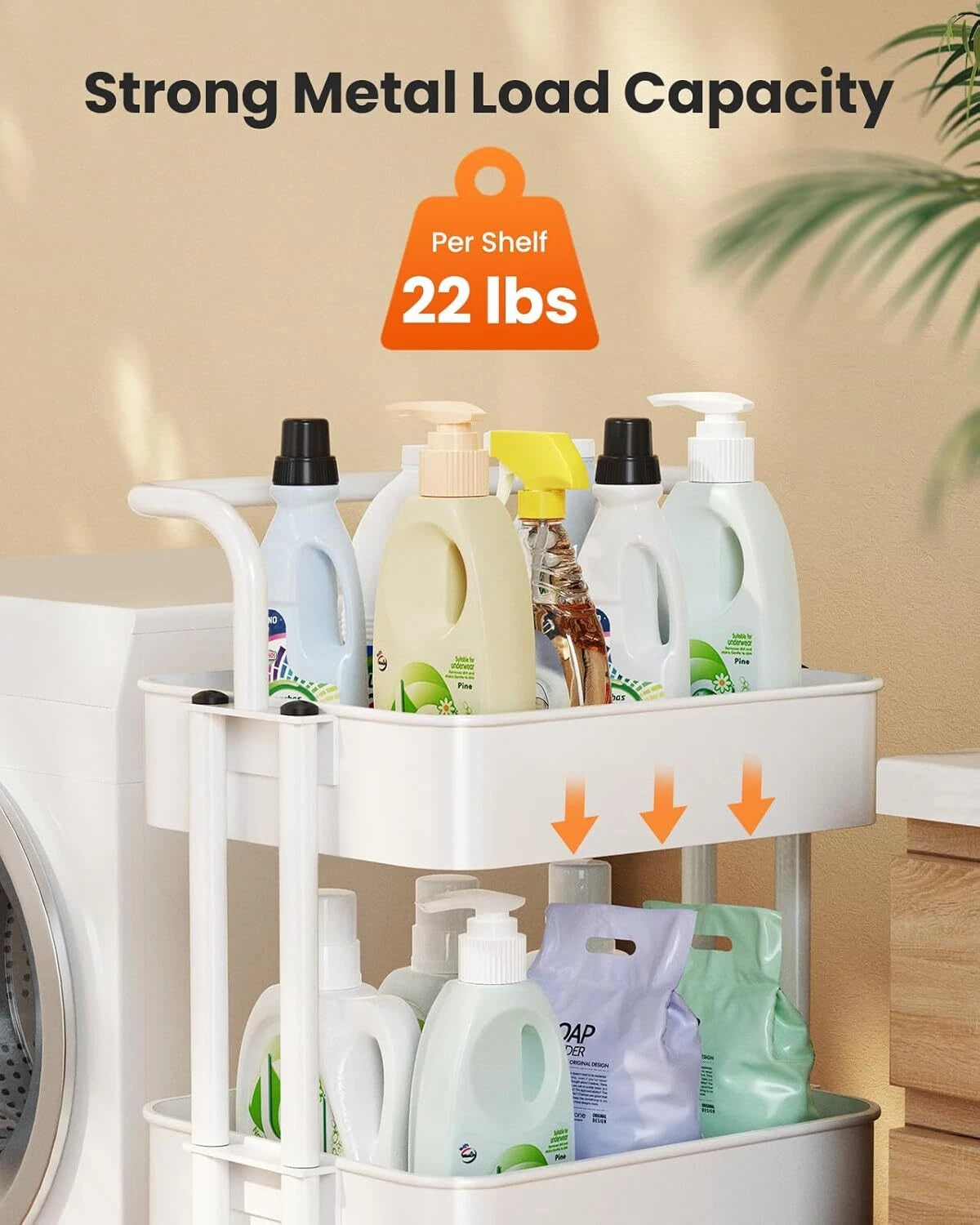 3-Tier Mesh Utility Cart, Rolling Metal Organizer,Multi-Functional Storage Shelf 07FC0E-D4 - KOEEK
