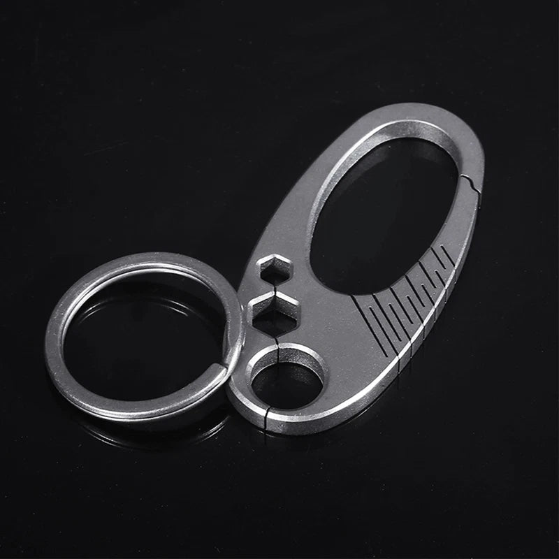 EDC Titanium Alloy Keychain Carabiner Waist Fast Hanging Buckle with Key Ring 07FC0E-D4 - KOEEK