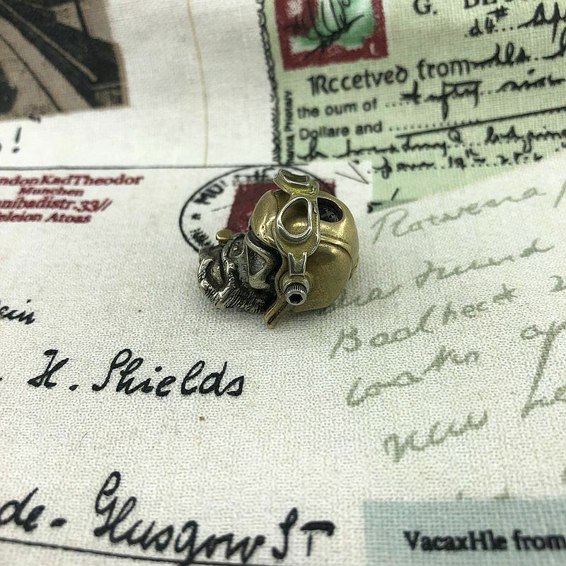 EDC Brass Pilot Skull Knife Umbrella Rope Parachute Cord Lanyard Tool Pendant 07FC0E-D4 - KOEEK