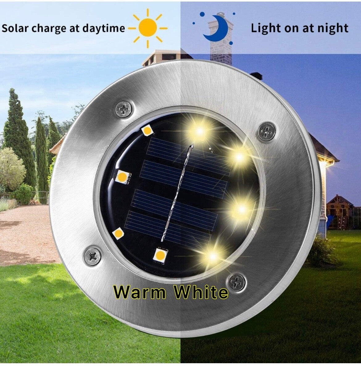 (12PACK) Solar In Ground Lights Outdoor Buried Lamp Disk LED Lawn Pathway Garden 07FC0E-D4 - KOEEK