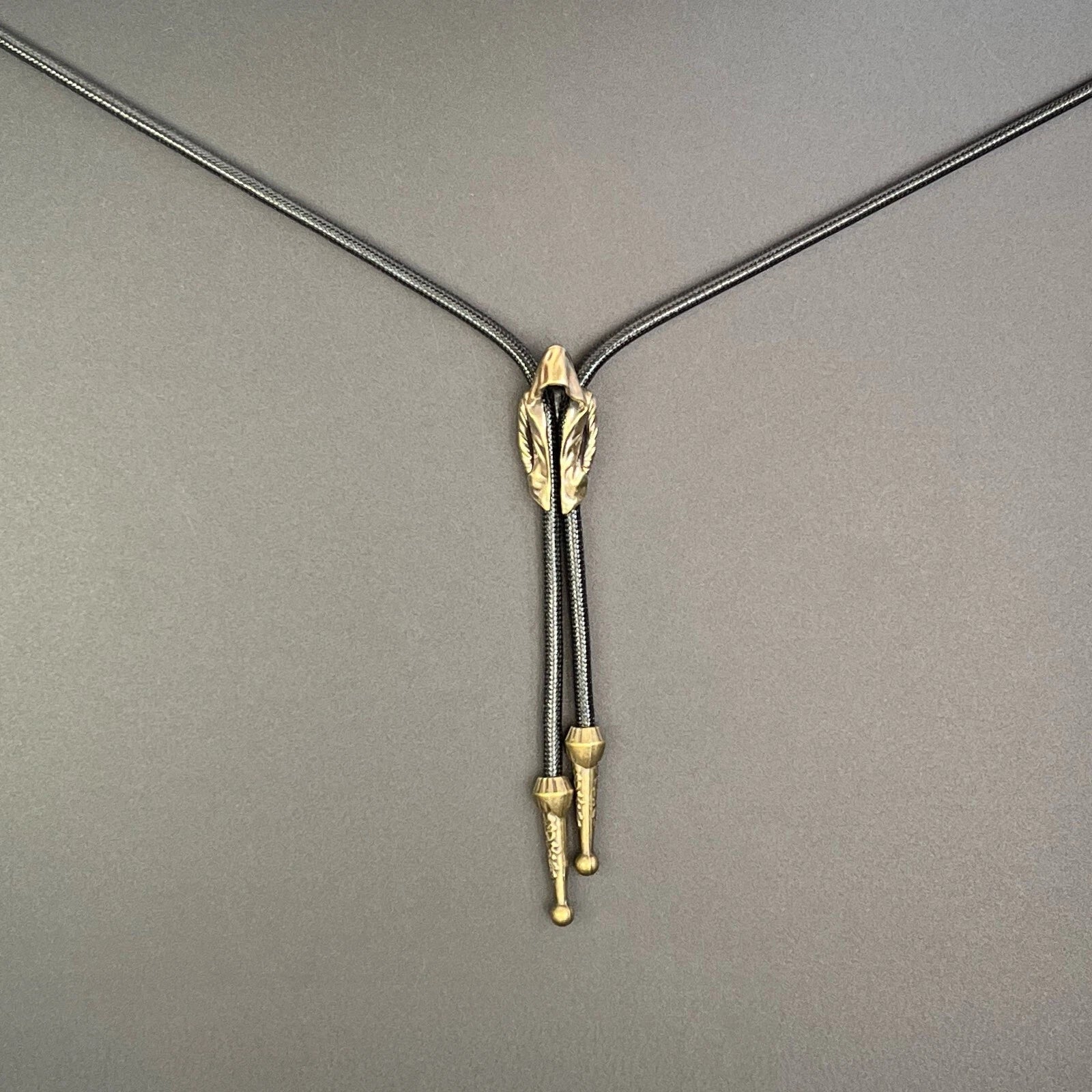 Brass Cape Shape Bola Bolo Tie Vintage Cowboy Waxed Rope Wedding Necklace Gifts 07FC0E-D4 - KOEEK