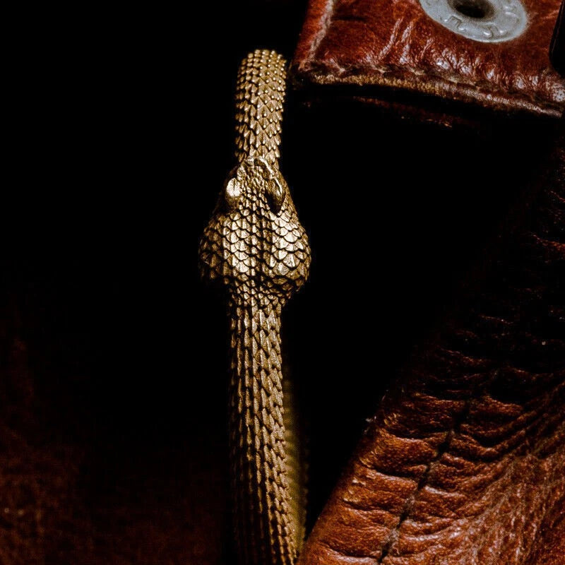 Brass  Brass Snake Ring Keychain Bite Ouroboros Key Pendant Mens Gift 07FC0E-D4 - KOEEK