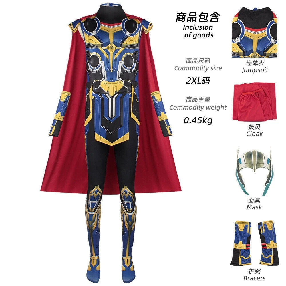 Thor：Love and Thunder Adult Tight Fitting Male Female Cosplay Costume Jumpsuit 07FC0E-D4 - KOEEK