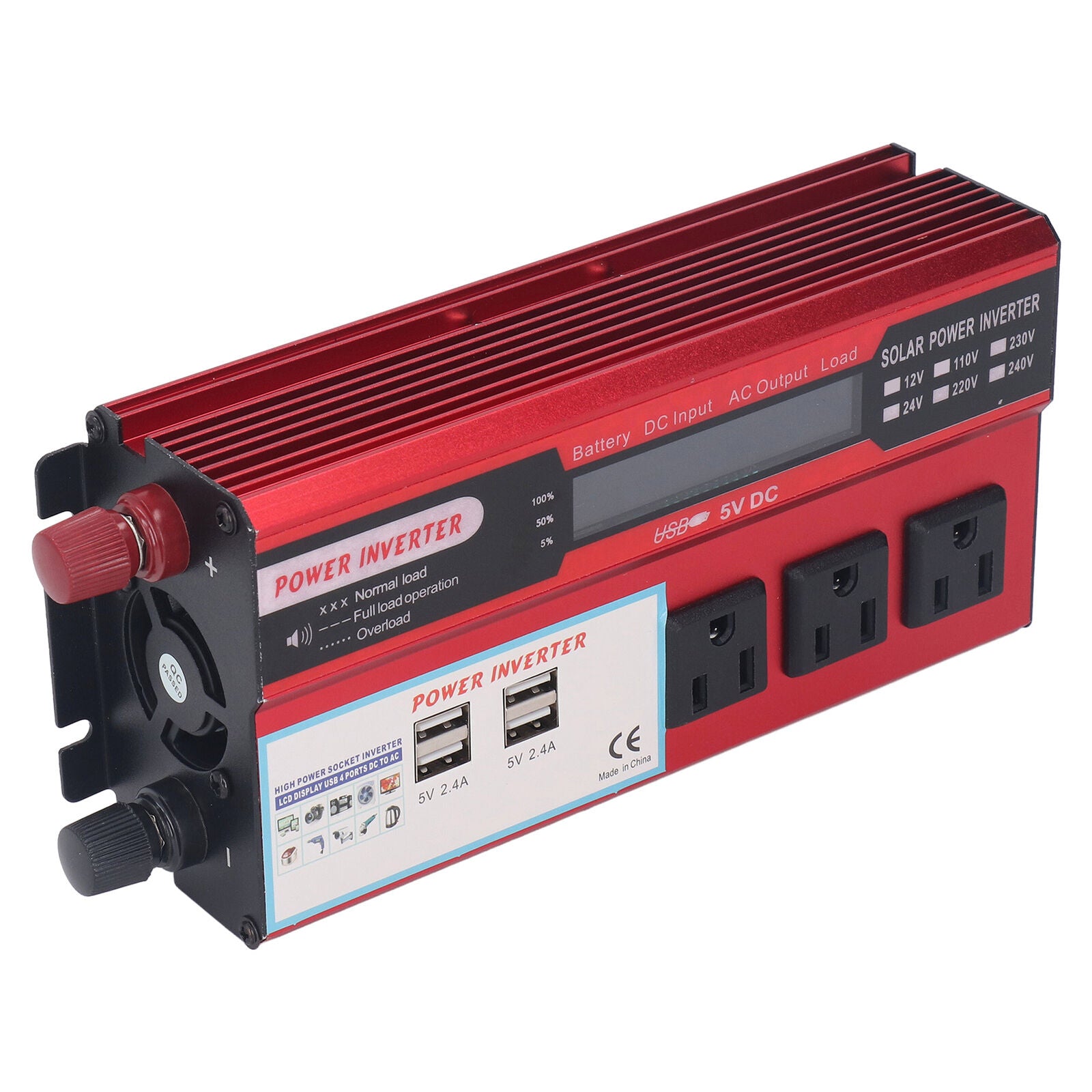 new 500W Car Sine  Inverter Kit With 3 AC110V US Sockets 4 USB Ports LCD Display koeek - KOEEK