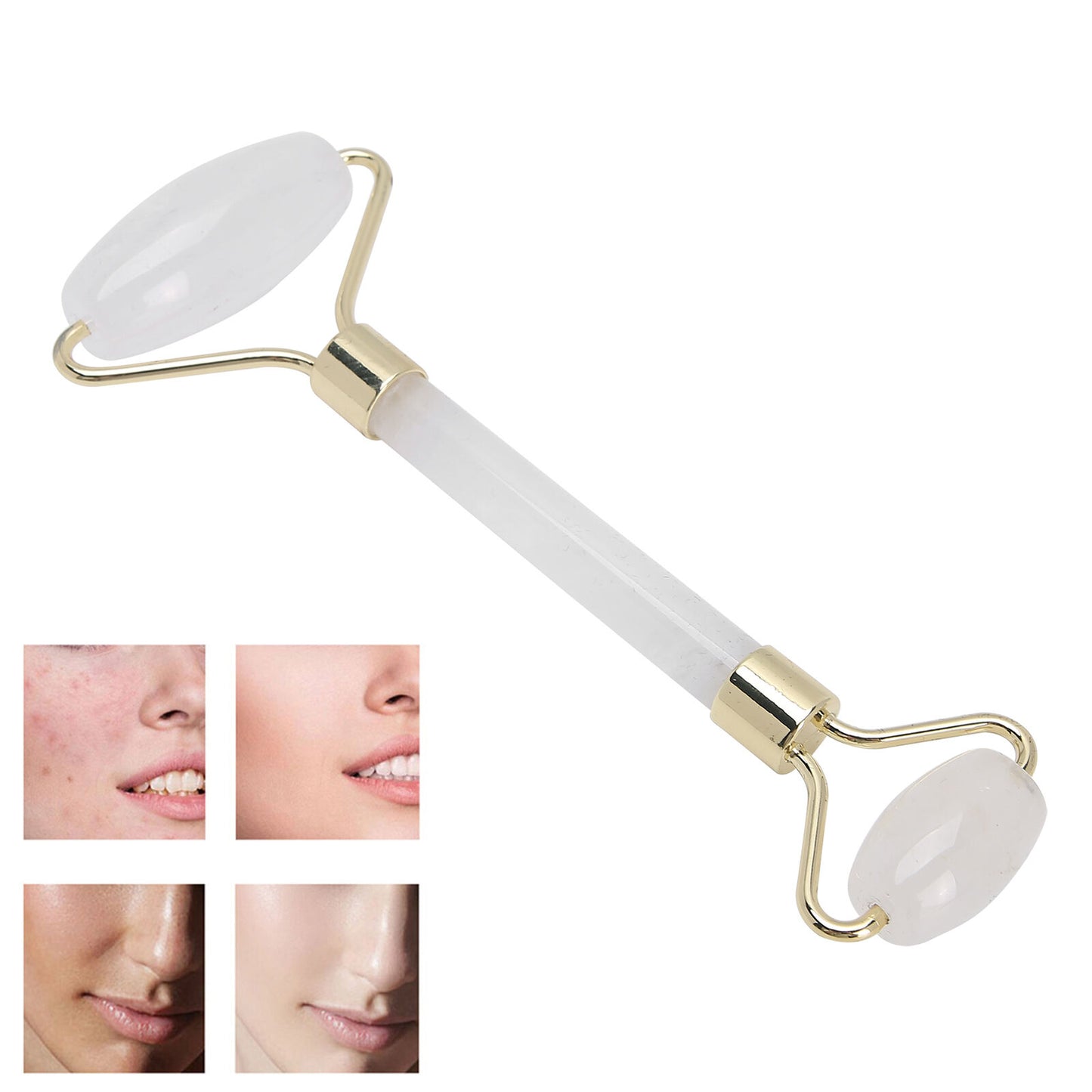 new Jade Roller Rock Crystal Face Massager AntiAging Puffiness(Rock Crystal ) HGF koeek - KOEEK