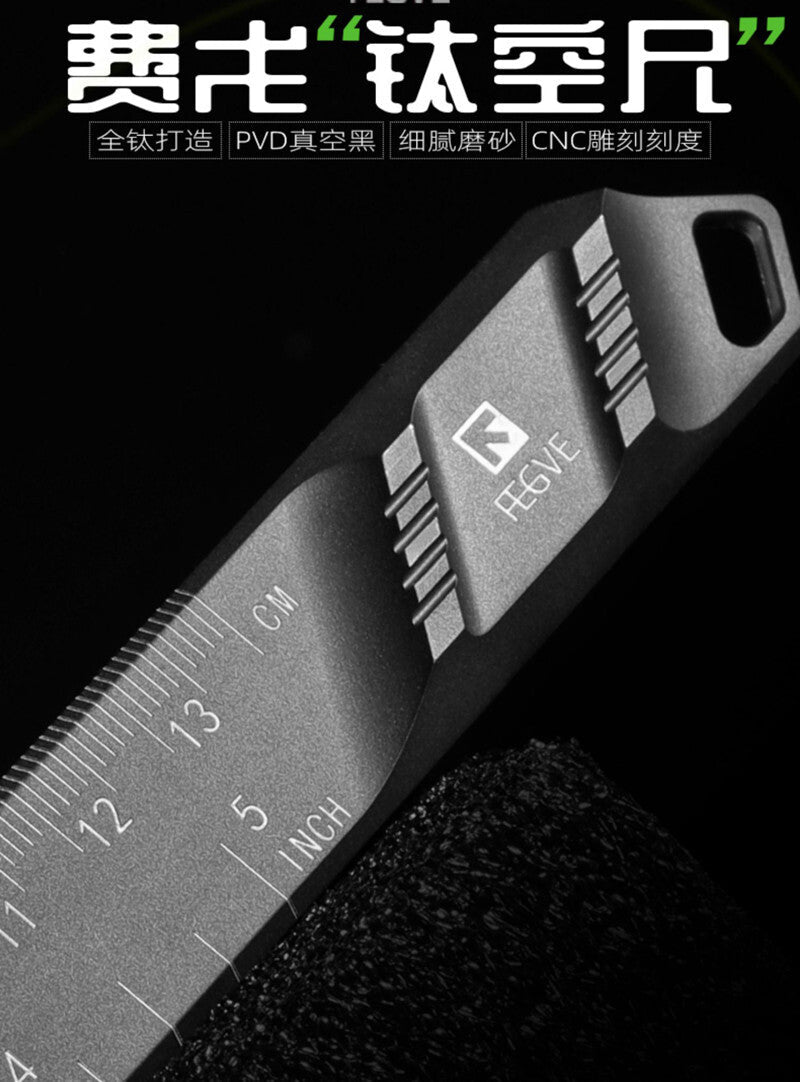 Titanium Straight Ruler Student Stationery CNC Graduated Ruler EDC Tools 07FC0E-D4 - KOEEK