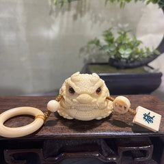 Solid Jade Bamboo Dragon Blood Gold Toad Bamboo Carved Handcrafted Amulet 07FC0E-D4 - KOEEK