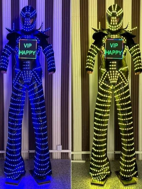 Nightclub Bar Colorful Changing Stilt Costume Controlled LED Luminous Suit Gift 07FC0E-D4 - KOEEK