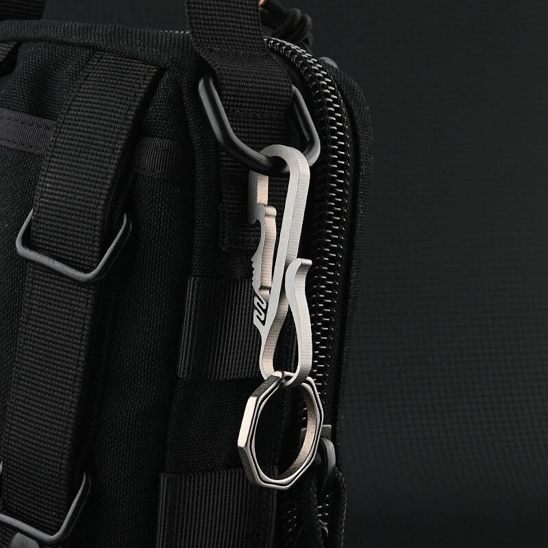EDC Titanium Alloy Key chain Carabiner with Key Ring Waist Hanging Buckle Tool 07FC0E-D4 - KOEEK