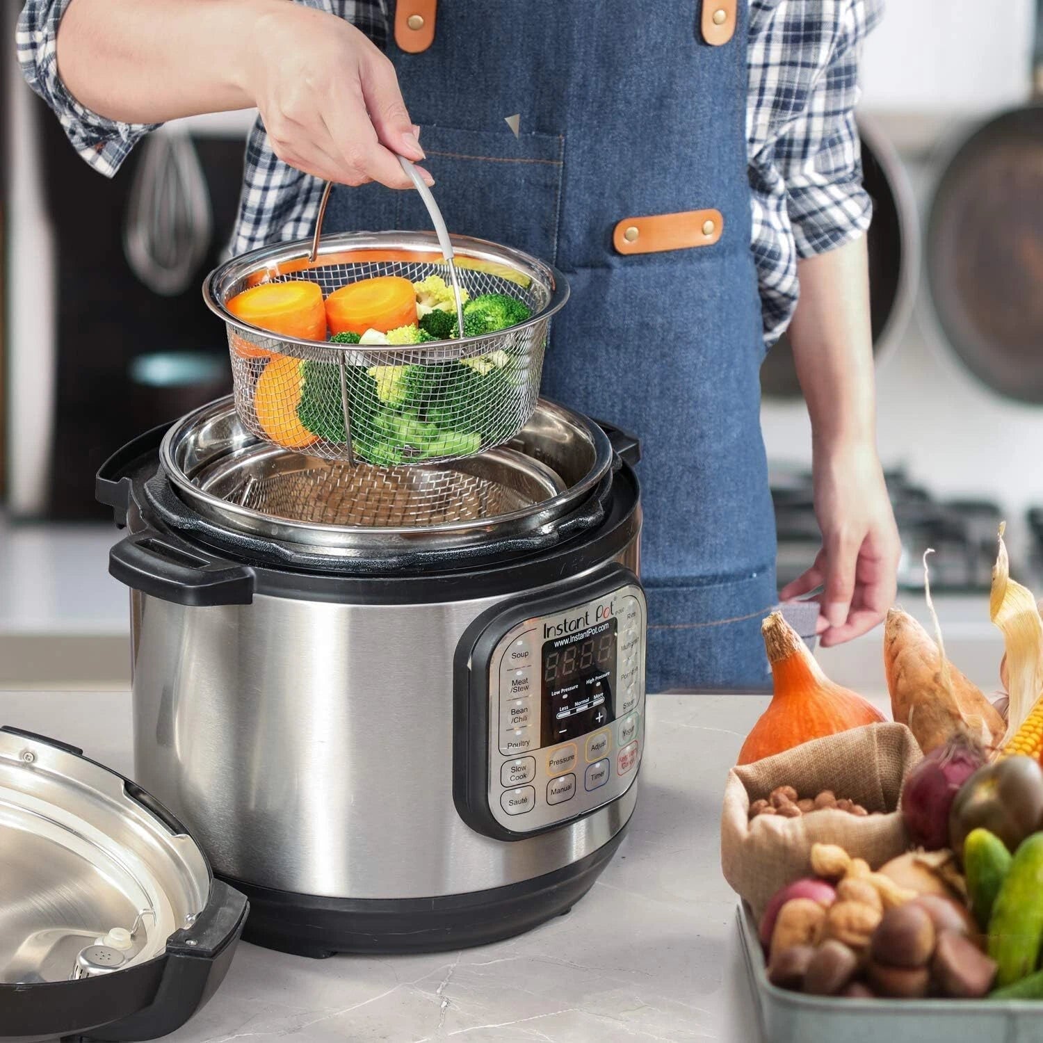 Steamer Basket for Instant Pot Accessories 6 qt or 8 quart - 2 Tier Stackable 07FC0E-D4 - KOEEK