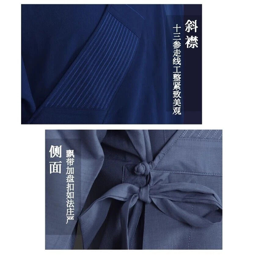 Shaolin Monk Clergy Robe Uniform Buddhist Meditation Kung fu Tai chi Suit Summer 07FC0E-D4 - KOEEK