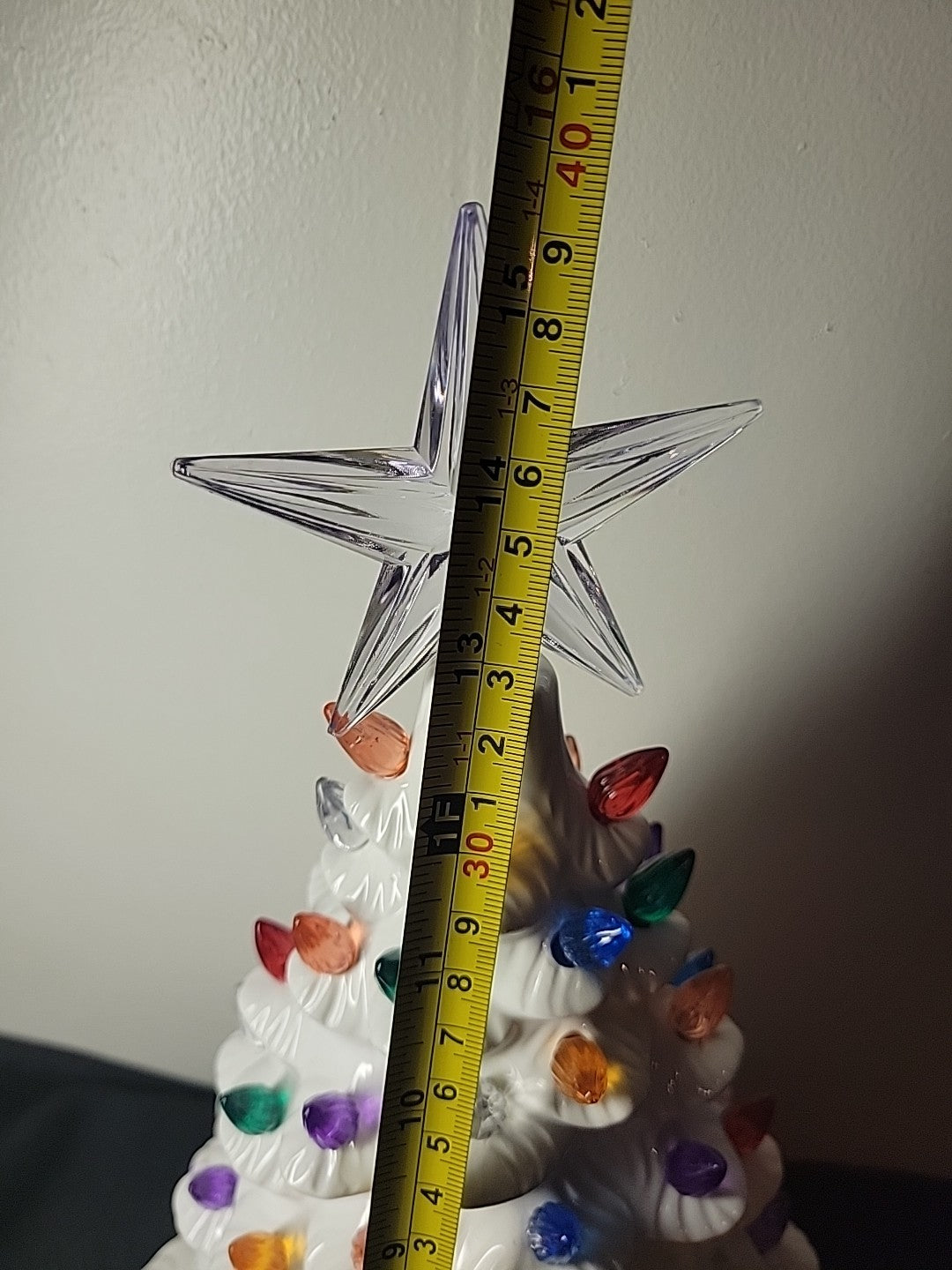 WHITE CERAMIC CHRISTMAS TREE WITH MULTI COLOR LIGHTS UP  15" Tall WHITE - KOEEK