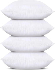 Throw Pillows (Set of 4, White), 18 x 18 Inches Pillows for Sofa, Bed and Couch 07FC0E-D4 - KOEEK
