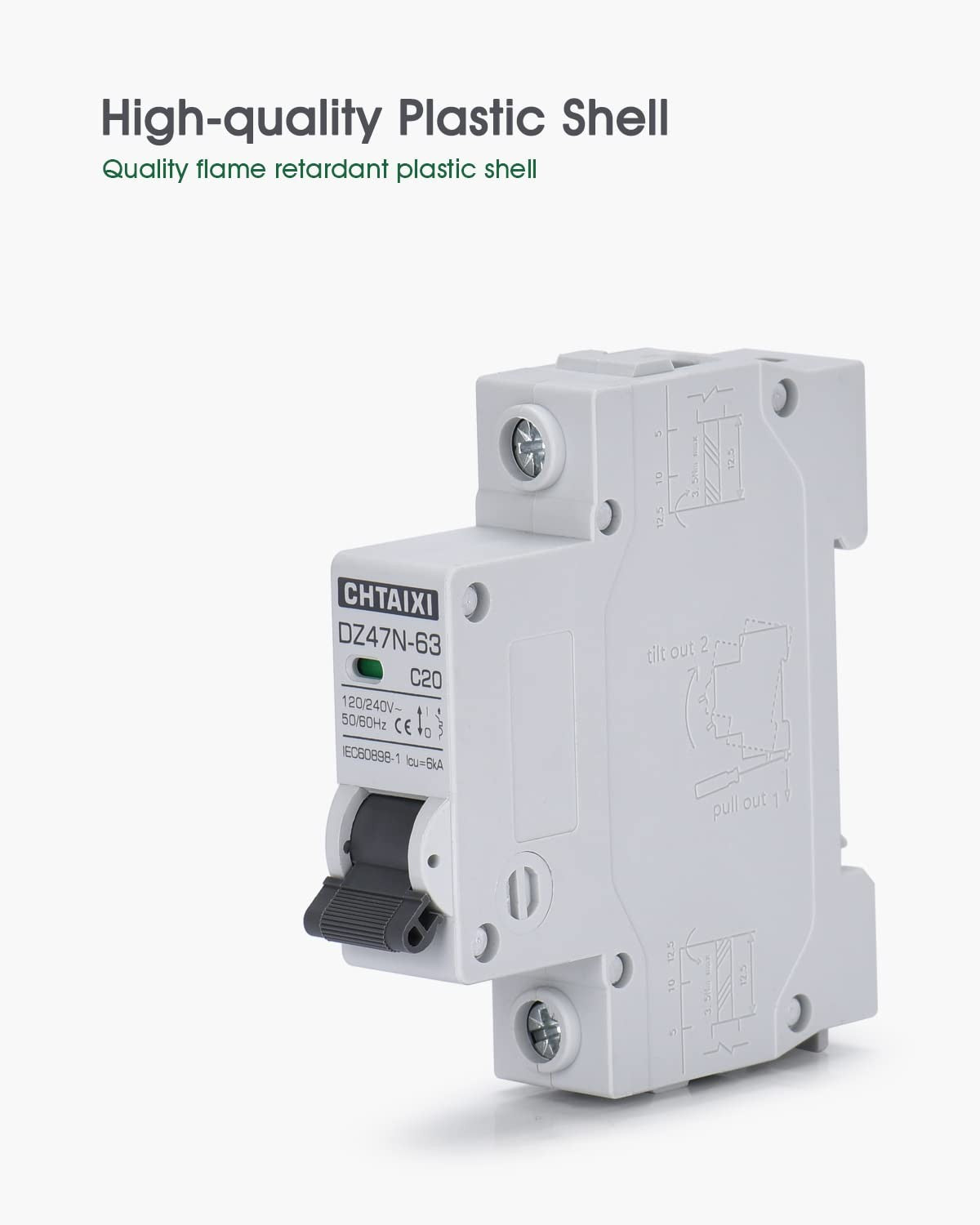 new AC Miniature Circuit Breaker, 6 Amp 120V/240V 1 Pole DIN Rail Mount Circuit... 07FC0E-D4 - KOEEK
