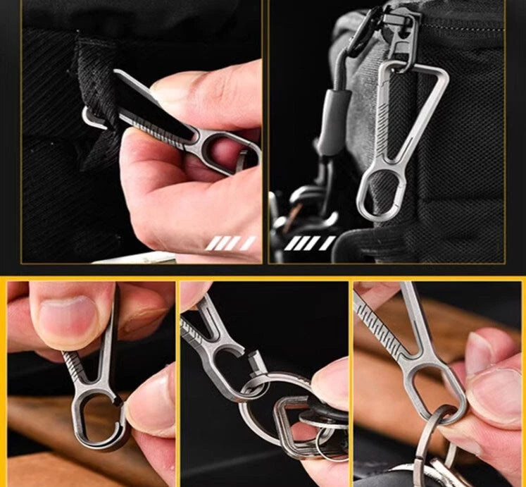 EDC Titanium Alloy Lightweight Key chain Carabiner Hang Buckle with Key Ring 07FC0E-D4 - KOEEK