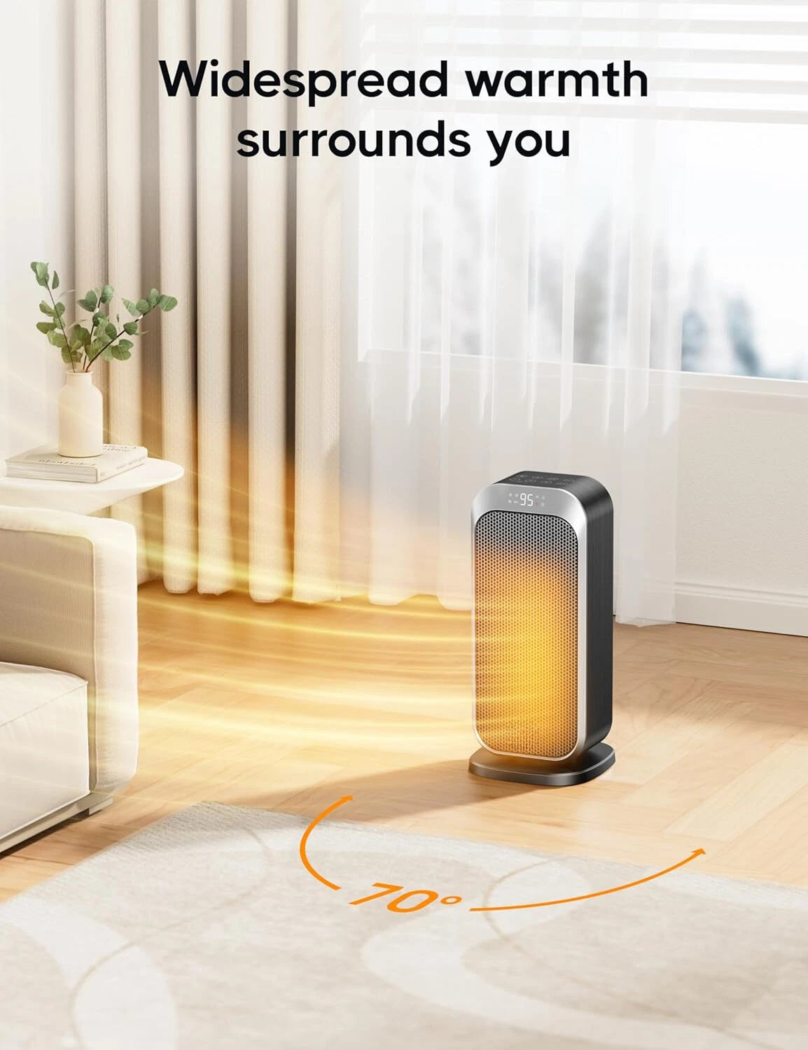 Silent space heater for indoor use,1500 Watt electric heater with remote control 07FC0E-D4 - KOEEK