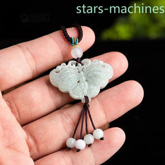 Natural Butterfly Double Sided Pendant Women Exquisite Jade Necklace 07FC0E-D4 - KOEEK