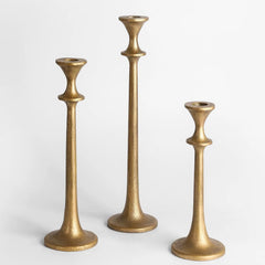 Iron taper candlesticks Set of 3 decorative candlesticks Antique brass color