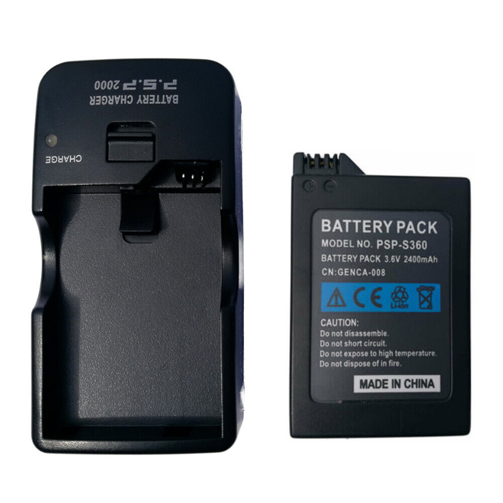 nyt 2-20X 3600 mah genopladeligt batteri til PSP Slim 2000/2001/3000/3001/3003+oplader