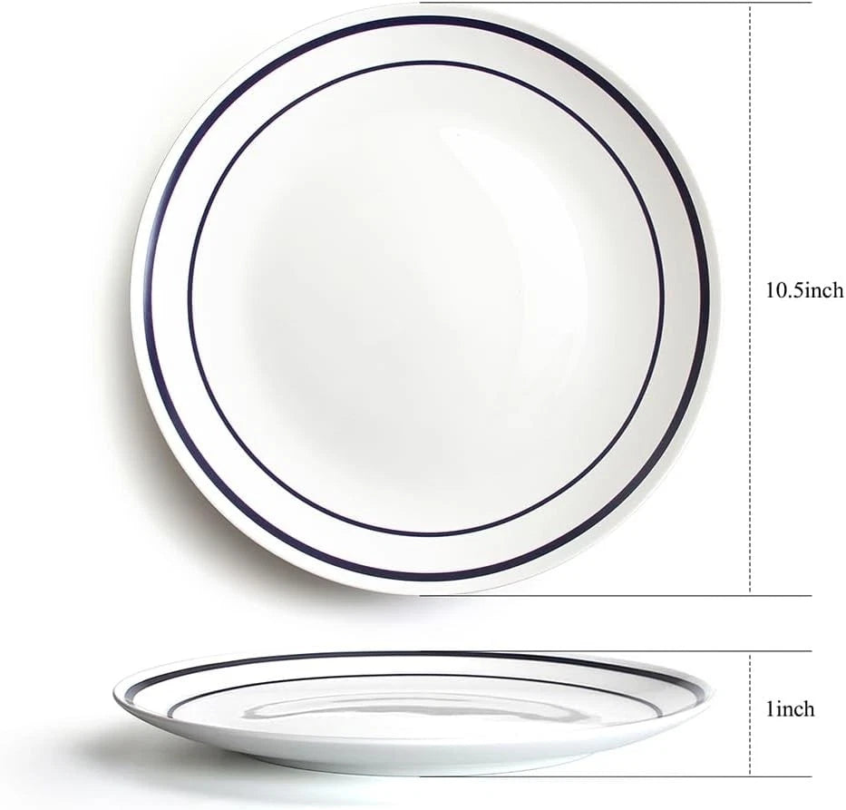 Ceramic Dinner Plates Set Of 6,10.5'' Kitchen Dish Set, Round Porcelain Tablewar 07FC0E-D4 - KOEEK