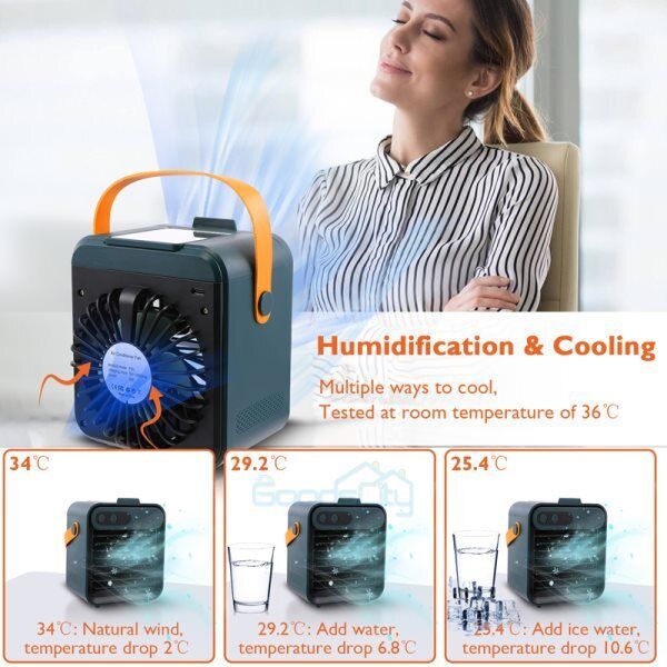 ny Ventilador De Aire Frio Portatil USB genopladelig Aire Acondicionado